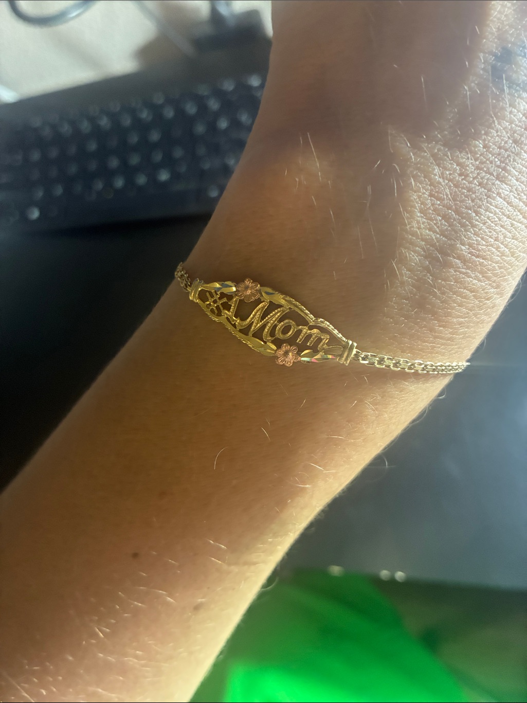 Gold Toned “Mom” Bracelet 14k